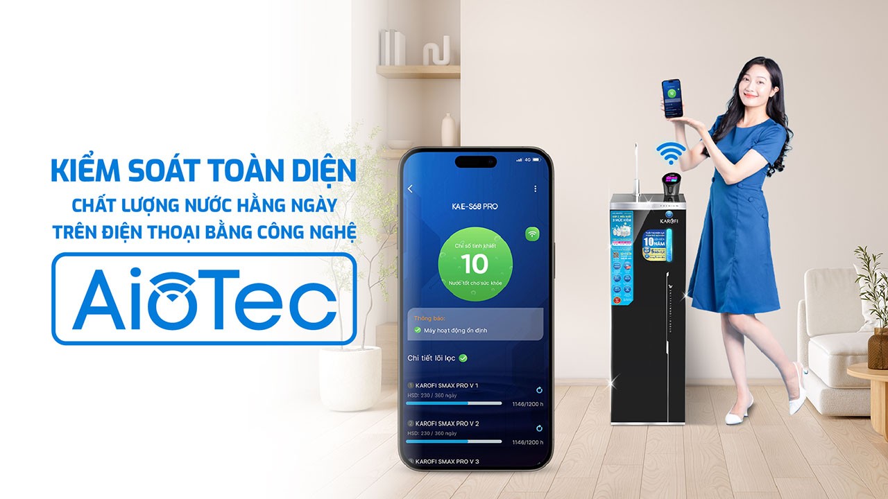 Máy lọc nước Hydro-ion kiềm Karofi KAE-S68 PRO chính hãng Máy lọc nước Hydro-ion kiềm Karofi KAE-S68 PRO - Điện Máy Plus