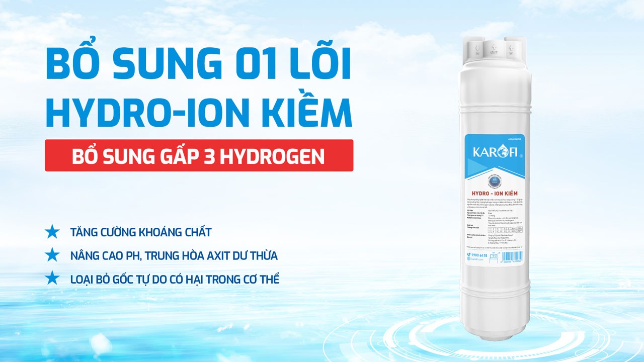 Máy lọc nước nóng lạnh Hydro-ion kiềm Karofi KAE-S86 - Điện Máy Plus