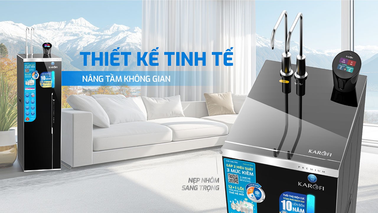 Máy lọc nước nóng lạnh Hydro-ion kiềm Karofi KAE-S86 PRO - Điện Máy Plus