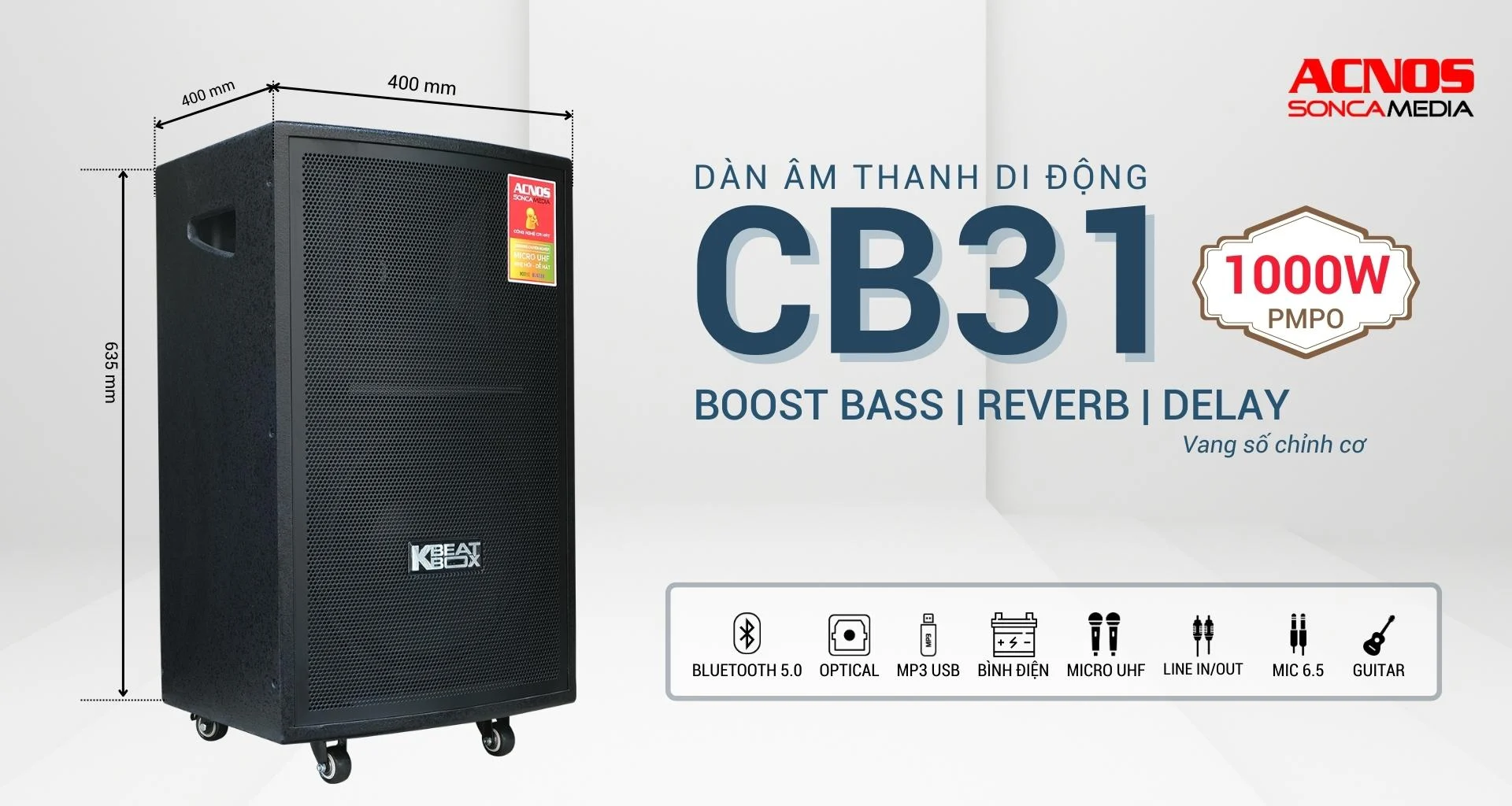 Loa Kéo Acnos CB31-Bass 30 (3ĐT) - Điện Máy Plus