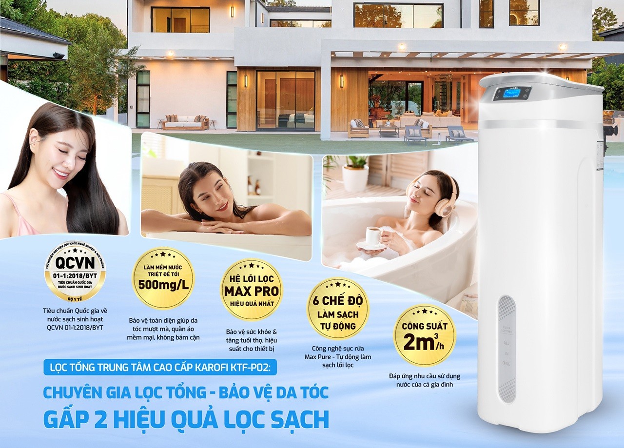 Lọc tổng trung tâm cao cấp Karofi KTF-P02 chính hãng Lọc tổng trung tâm cao cấp Karofi KTF-P02 - Điện Máy Plus
