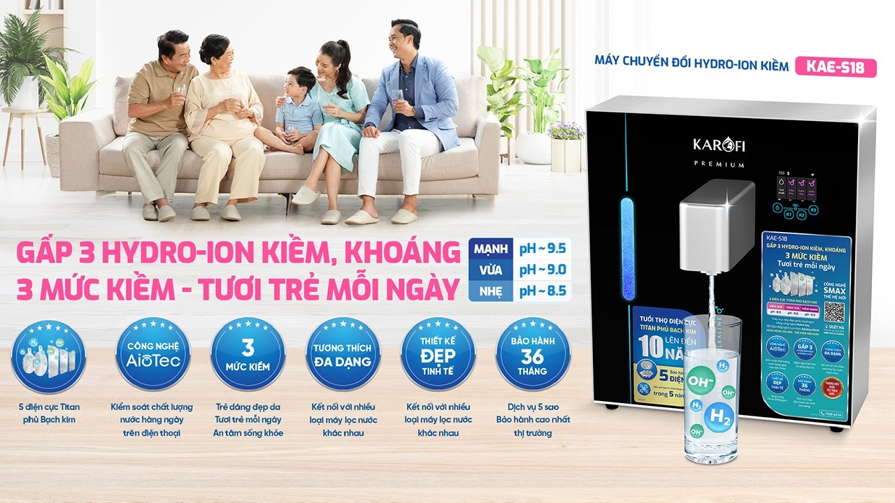 Máy chuyển đổi Hydro-ion kiềm Karofi KAE-S18 chính hãng Máy chuyển đổi Hydro-ion kiềm Karofi KAE-S18 - Điện Máy Plus