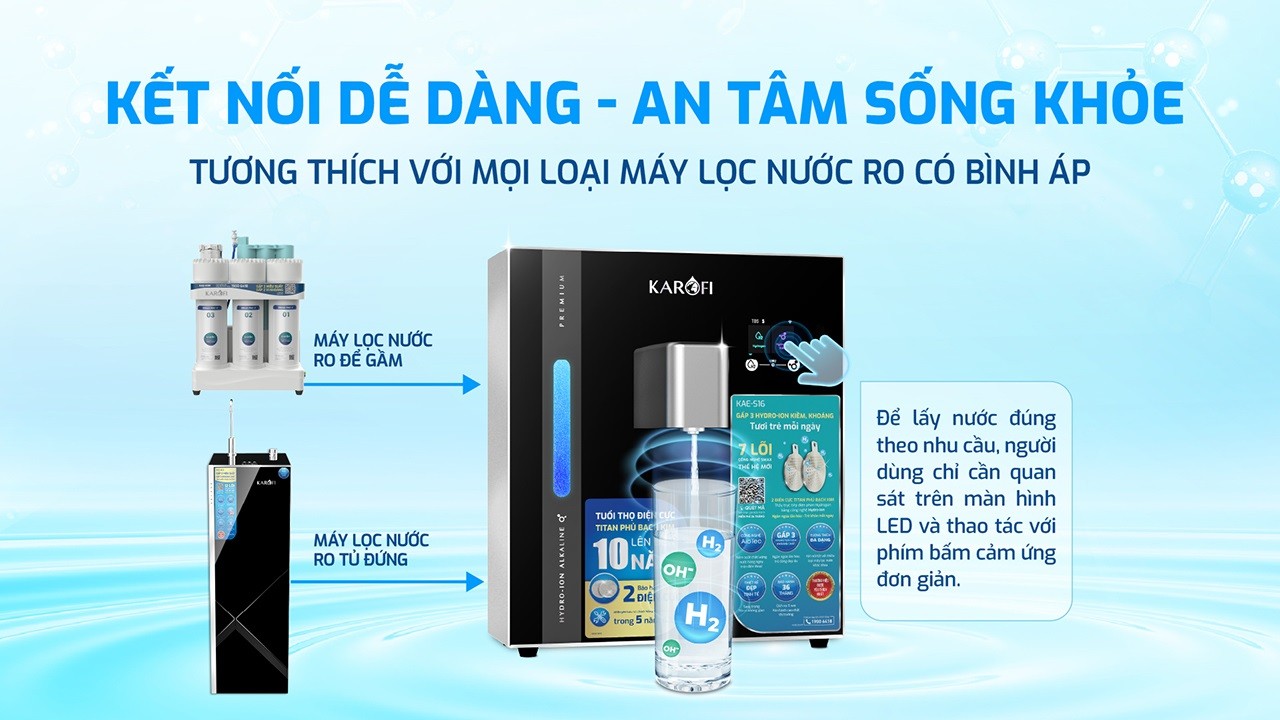 Máy chuyển đổi Hydro-ion kiềm Karofi KAE-S16 chính hãng Máy chuyển đổi Hydro-ion kiềm Karofi KAE-S16 - Điện Máy Plus
