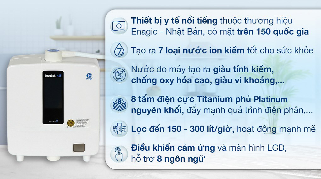 Máy lọc nước ion kiềm Kangen Leveluk K8 – Hàng Chính Hãng - Điện Máy Plus