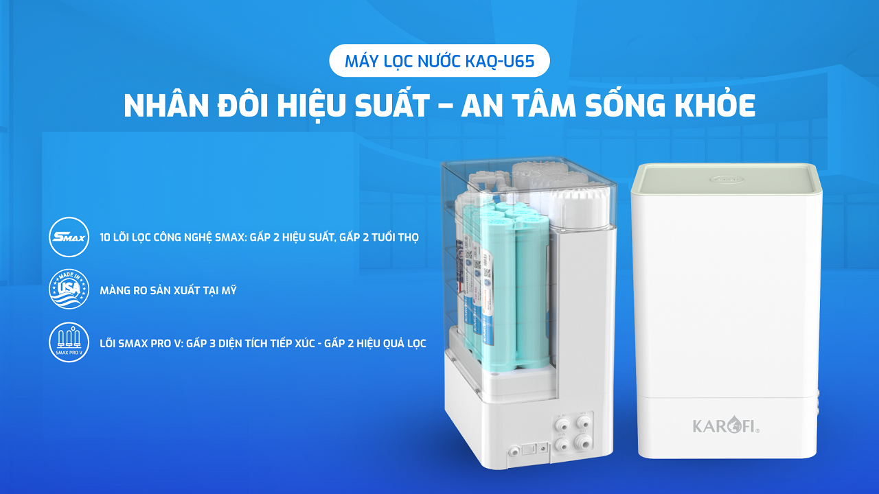 Máy lọc nước Karofi KAQ-U65 – 10 LÕI – VỎ HỘP - Điện Máy Plus