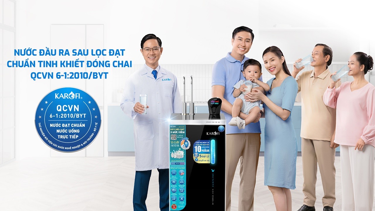 Máy lọc nước nóng lạnh Hydro-ion kiềm Karofi KAE-S695 - Điện Máy Plus