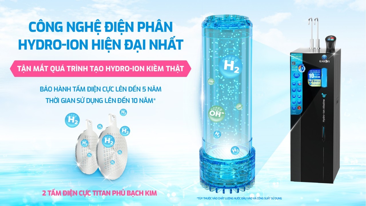 Máy lọc nước nóng lạnh Hydro-ion kiềm Karofi KAE-S86 - Điện Máy Plus