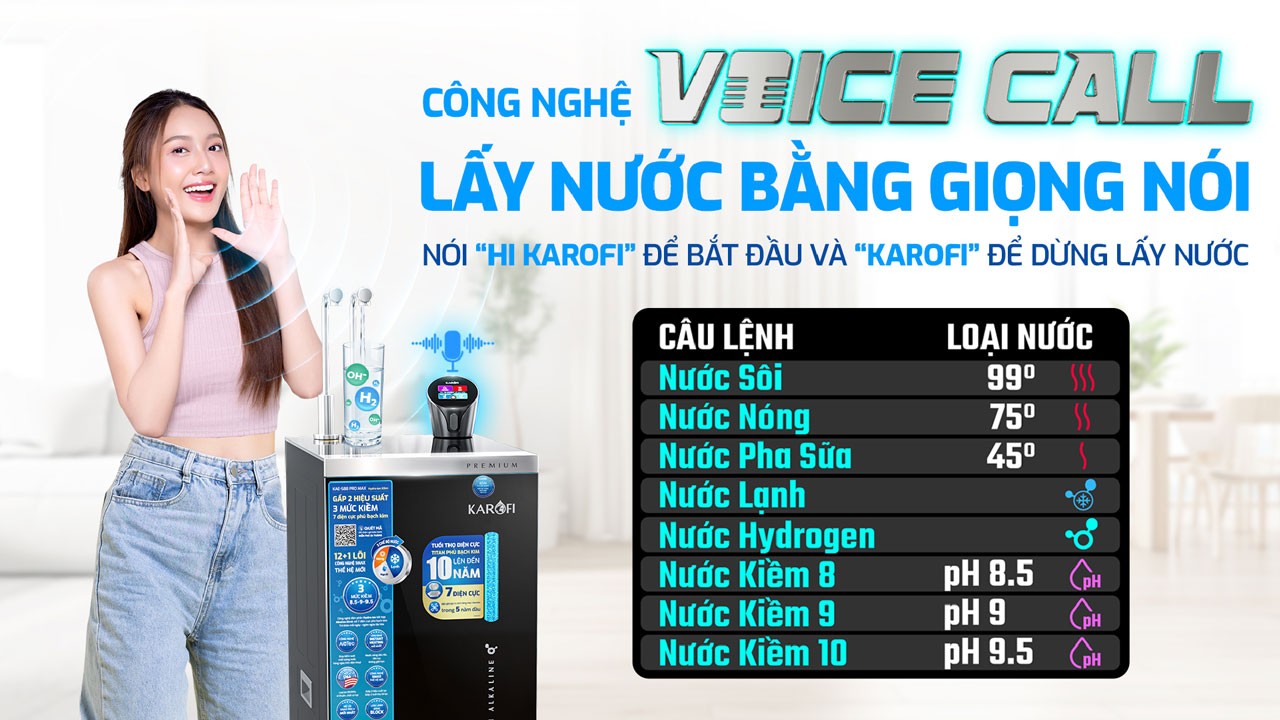 Máy lọc nước nóng lạnh Hydro-ion kiềm Karofi KAE-S88 PROMAX – THÔNG MINH – ĐIỀU KHIỂN GIỌNG NÓI - Điện Máy Plus