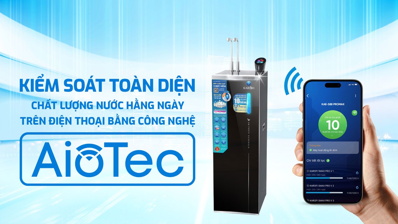 Máy lọc nước nóng lạnh Hydro-ion kiềm Karofi KAE-S88 PROMAX - Điện Máy Plus