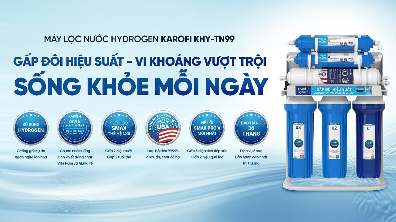 Máy lọc nước RO Karofi KHY-TN99 – 9 lõi Hydrogen chính hãng Máy lọc nước RO Karofi KHY-TN99 – 9 lõi Hydrogen - Điện Máy Plus