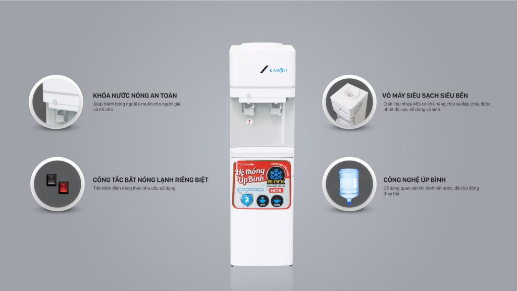 Cây nước nóng lạnh Karofi HC15 chính hãng Cây nước nóng lạnh Karofi HC15 - Điện Máy Plus
