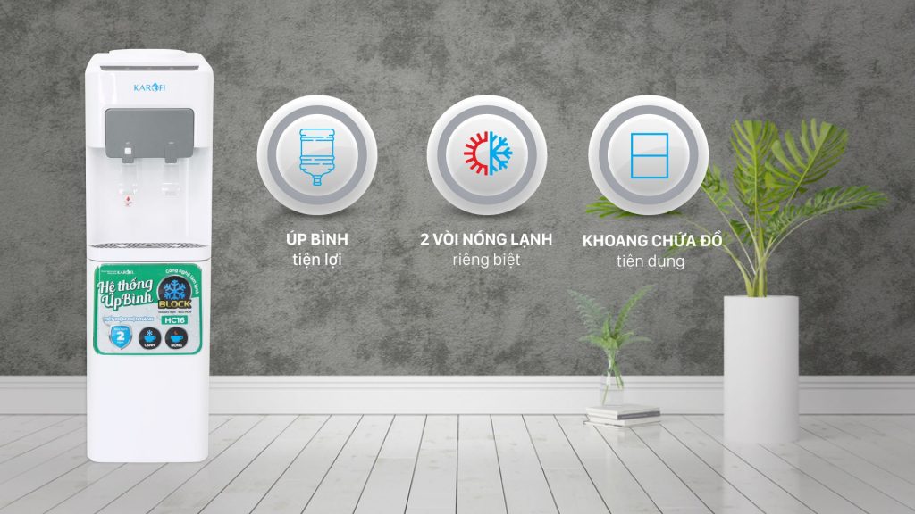 Cây nước nóng lạnh Karofi HC16 chính hãng Cây nước nóng lạnh Karofi HC16 - Điện Máy Plus