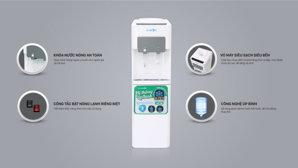 Cây nước nóng lạnh Karofi HC16 chính hãng Cây nước nóng lạnh Karofi HC16 - Điện Máy Plus