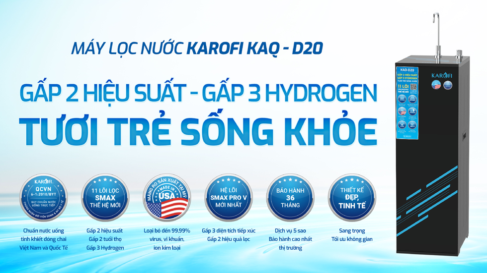 Máy lọc nước RO Karofi KAQ-D20 – 11 lõi – Mẫu mới 2025 chính hãng Máy lọc nước RO Karofi KAQ-D20 – 11 lõi – Mẫu mới 2025 - Điện Máy Plus