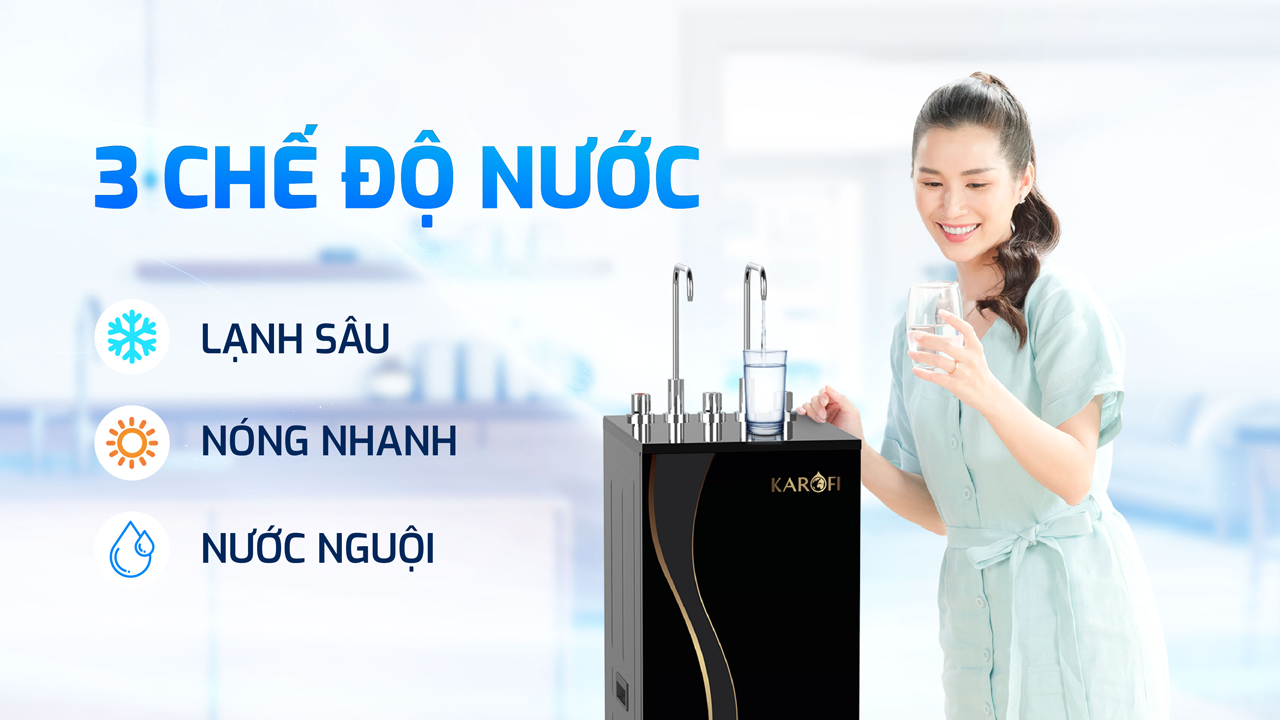 Máy lọc nước nóng lạnh Karofi KAD-D66S PRO – Hydrogen ion kiềm cao cấp – Mẫu mới 2025 - Điện Máy Plus