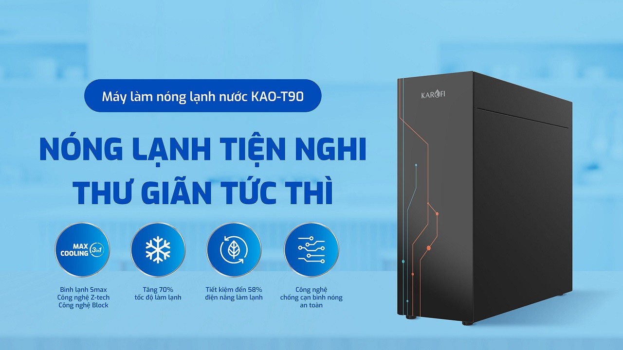 Máy làm nóng lạnh Karofi KAO-T90 chính hãng Máy làm nóng lạnh Karofi KAO-T90 - Điện Máy Plus