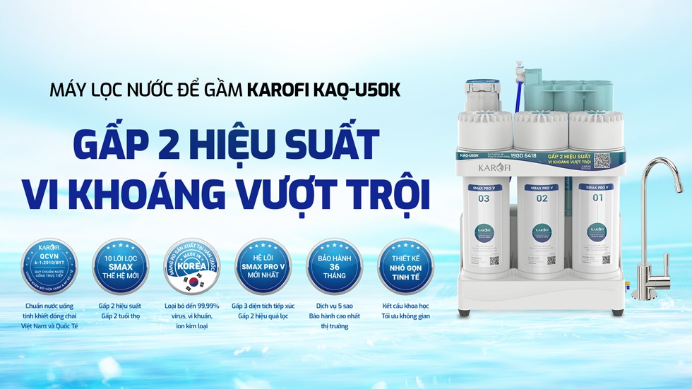 Máy lọc nước RO Karofi KAQ-U50K – 10 lõi chính hãng Máy lọc nước RO Karofi KAQ-U50K – 10 lõi - Điện Máy Plus