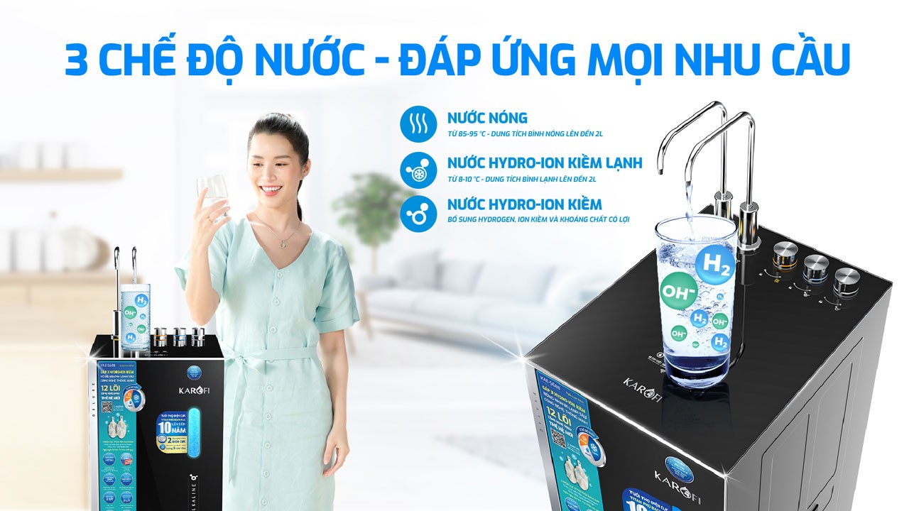 Máy lọc nước Hydro-ion kiềm nóng lạnh Karofi KAE-S688 chính hãng Máy lọc nước Hydro-ion kiềm nóng lạnh Karofi KAE-S688 - Điện Máy Plus