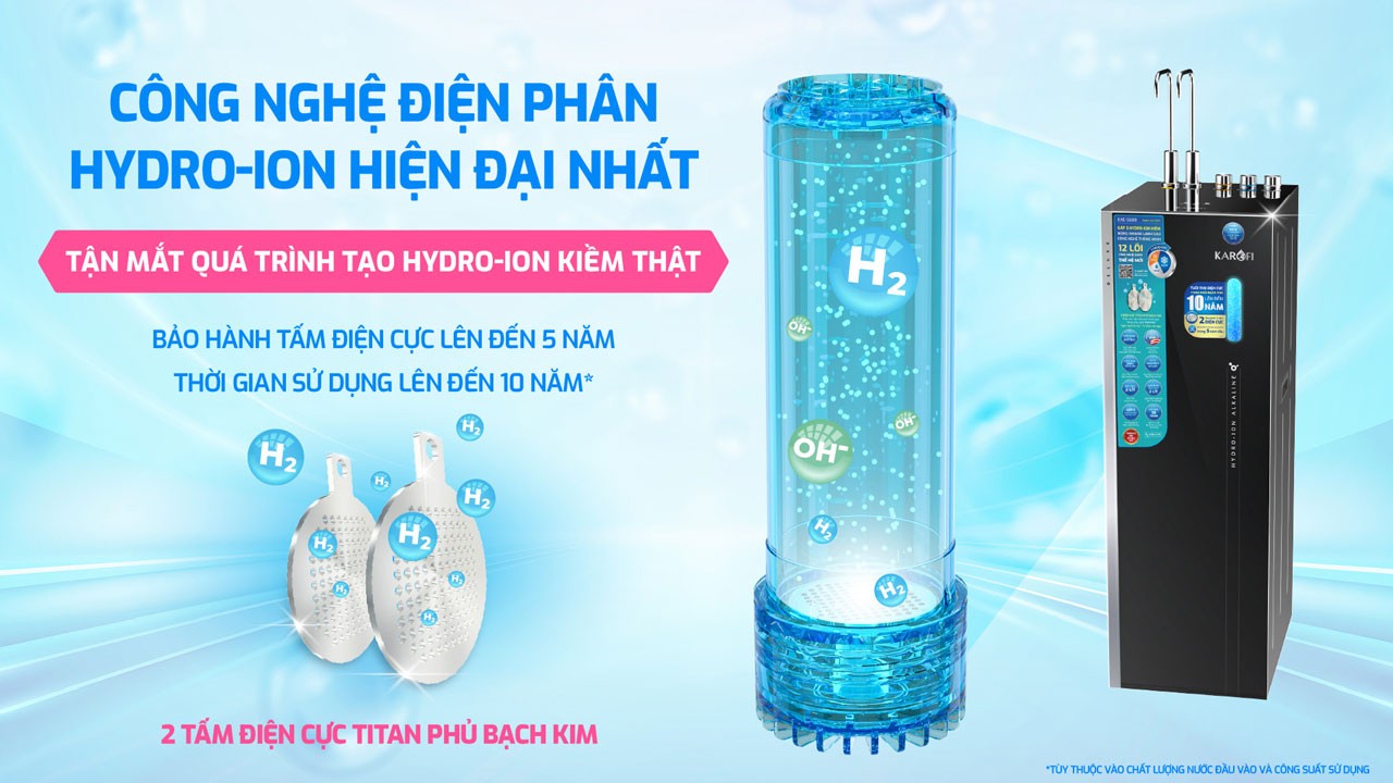 Máy lọc nước Hydro-ion kiềm nóng lạnh Karofi KAE-S688 - Điện Máy Plus